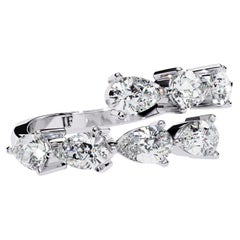 Certified 1.85 Carat Pear Diamond Wrap Around Statement Ring in 14K Gold