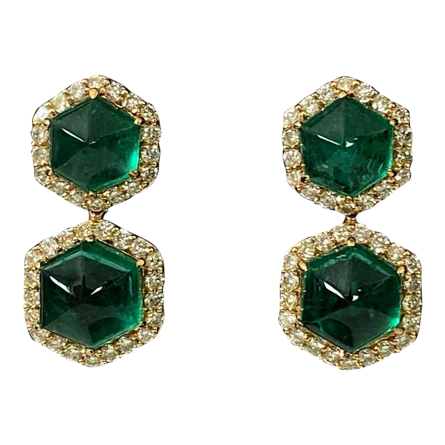 Certified 18.52 Carat Natural Emerald Detachable Dangle Earrings