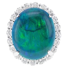 Certified 18.69 Carat Australian 
Lightening Ridge
 Black Opal Collector Ring