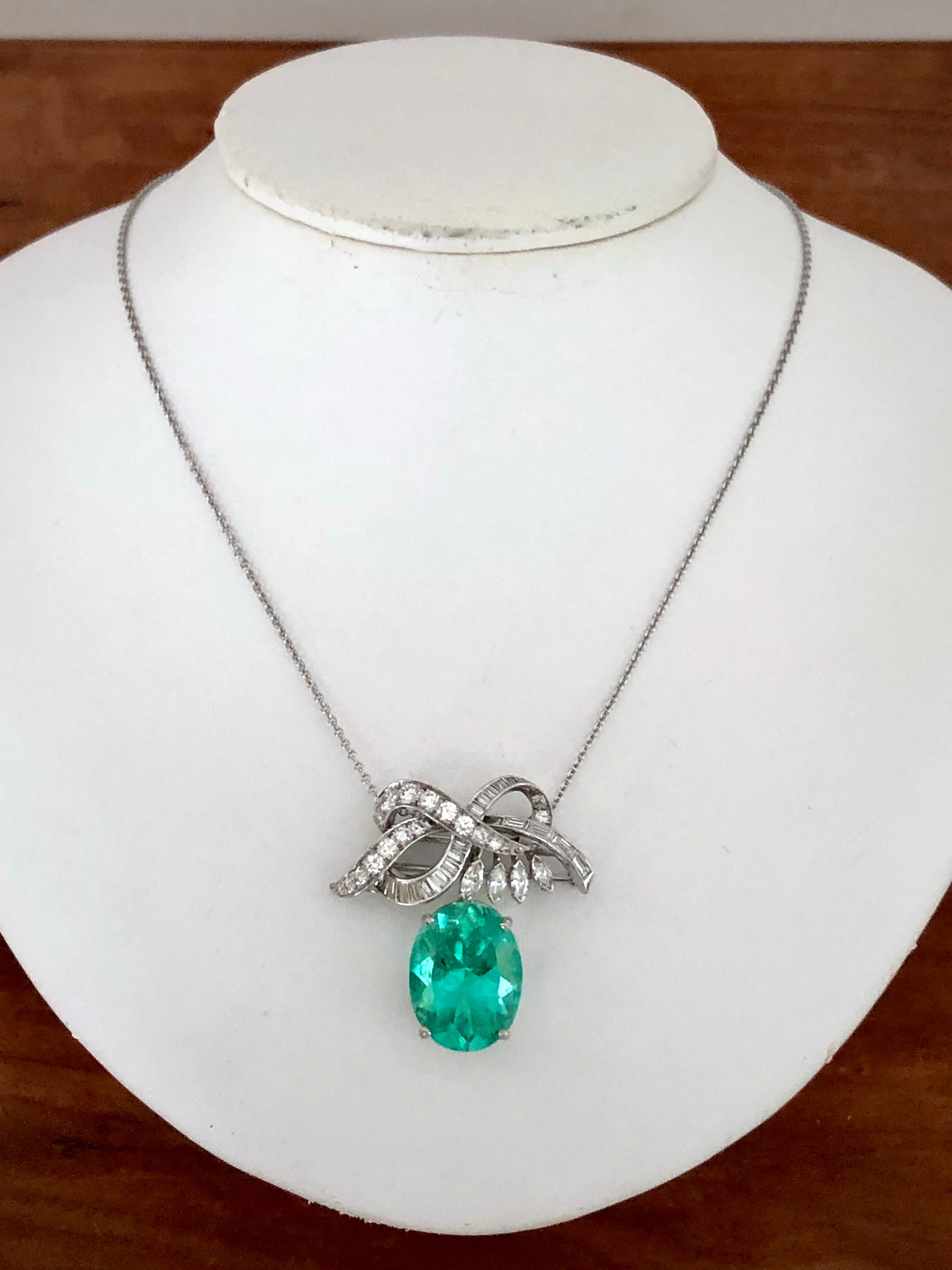 Smaragds Maravellous 18,76 Karat zertifizierter kolumbianischer Smaragd Diamant Platin Pend/B im Angebot 5