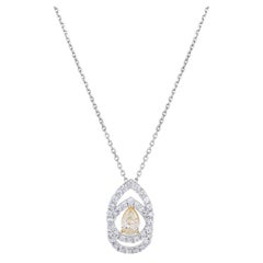 Certified 18K Gold 1.5ct Natural Diamond E-VVS Pear Designer Vintage Necklace