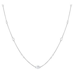 Ovale Tennis-Halskette, zertifiziert 18 Karat Gold 1,7 Karat natürlicher Diamant E-VVS Rosenschliff