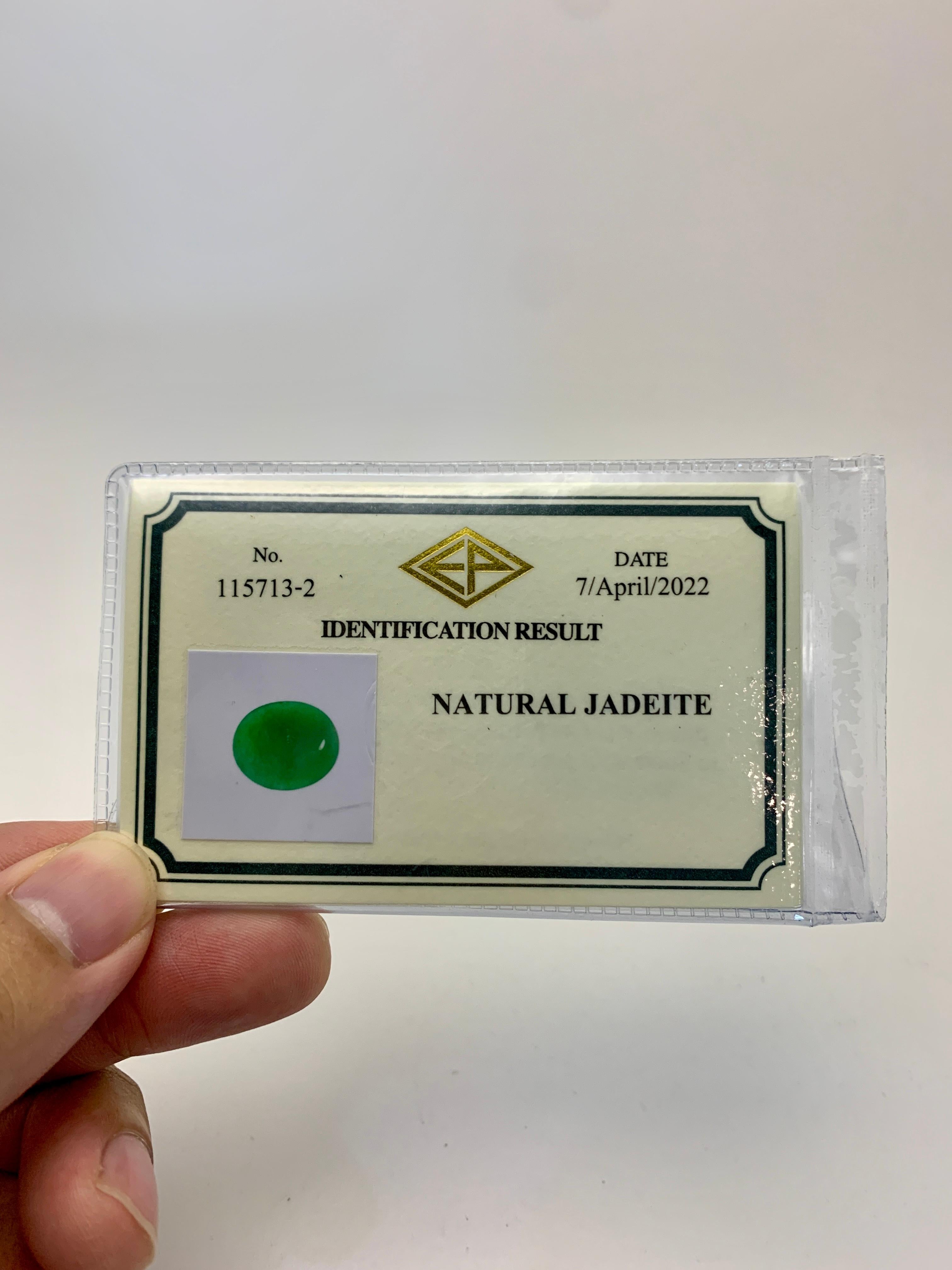 Certified 18K Gold 2.44ctw Myanmar Jadeite & 1.04ctw Diamond Halo Ring For Sale 6