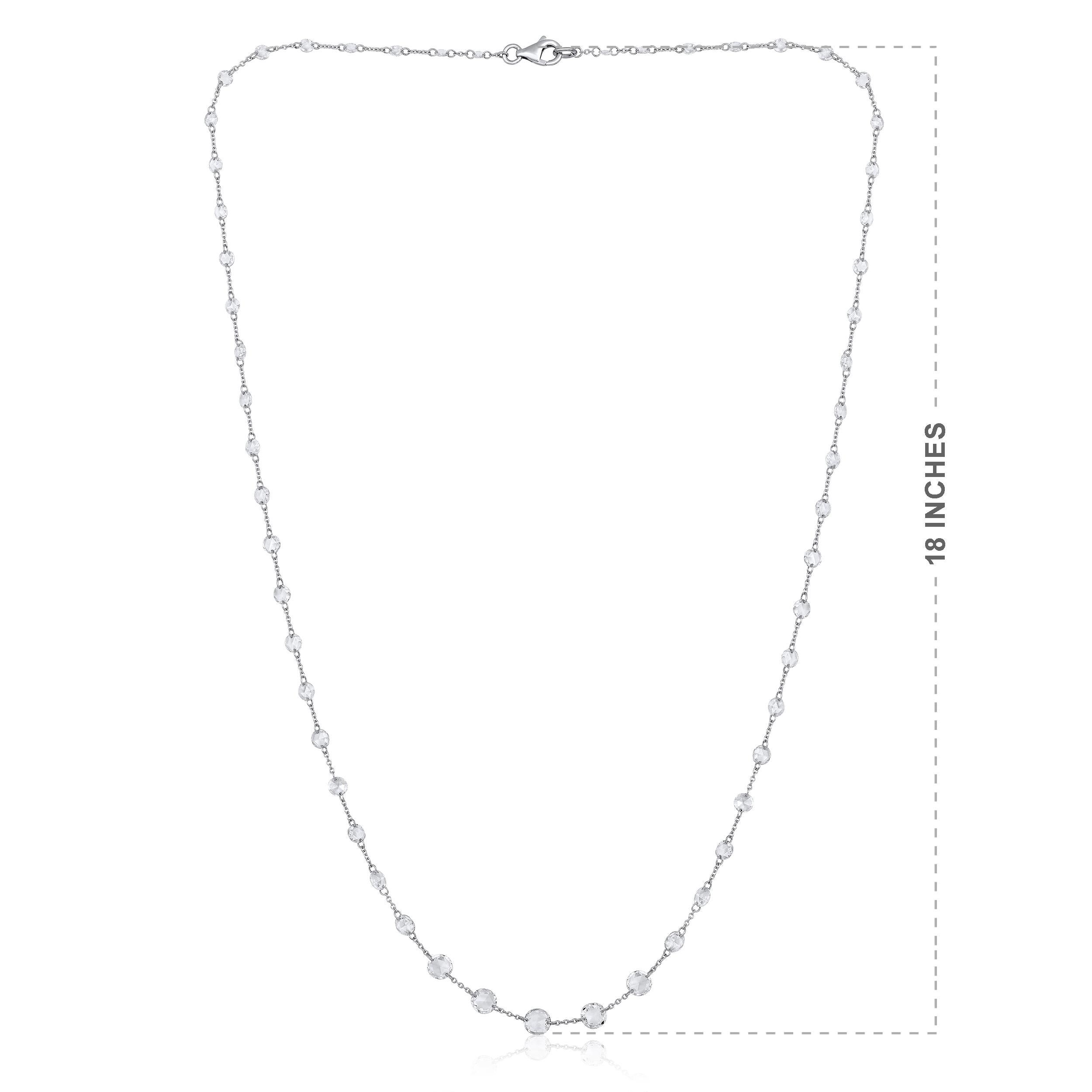 Brilliant Cut Certified 18K Gold 3.7ct Natural Diamond E-VVS Rose-Cut Pear Tennis Necklace For Sale