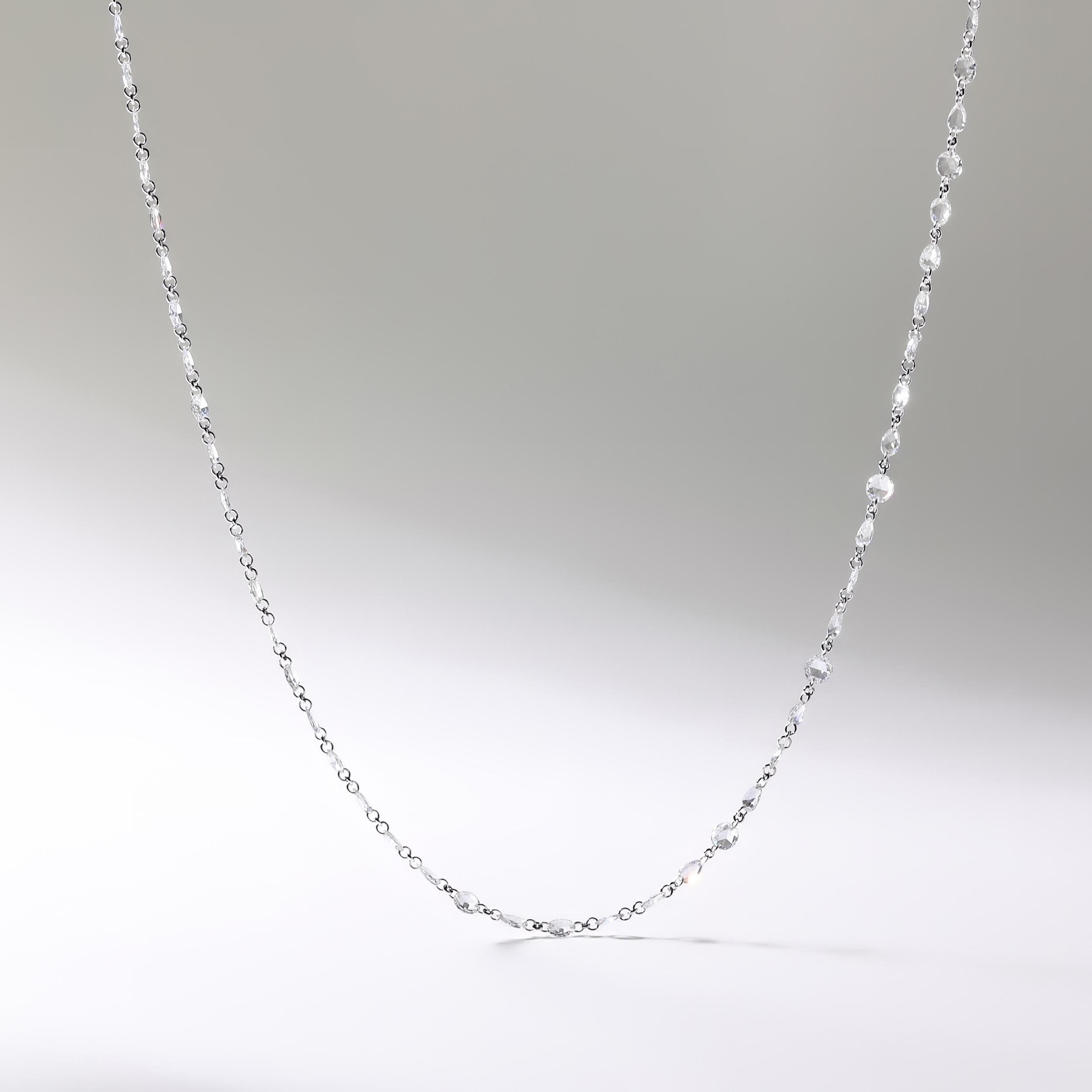 Contemporain Collier de tennis en or 18 carats certifié E-VVS avec diamants naturels 5 carats taillés en rose en vente