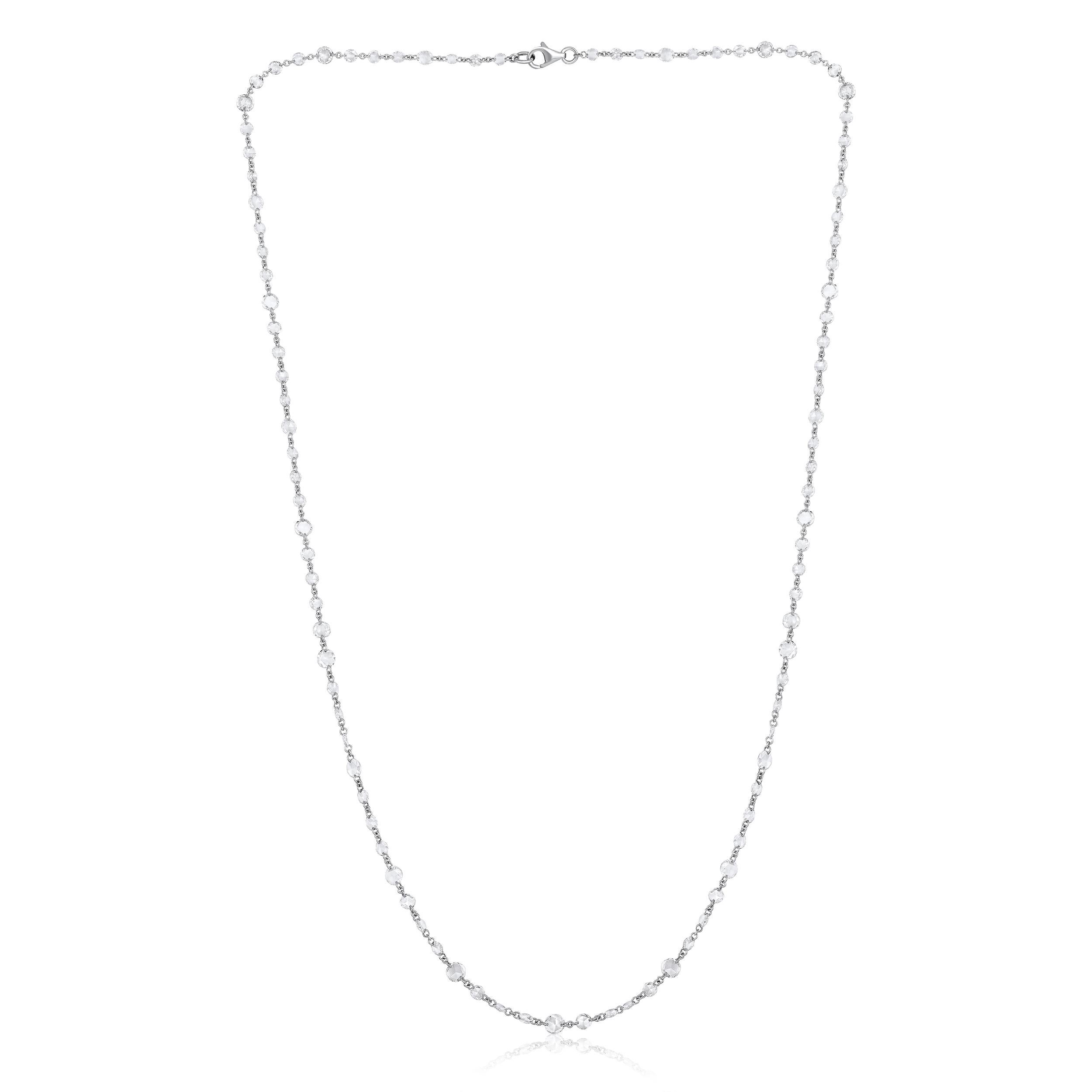 Zertifizierte 18K Gold 5ct natürlichen Diamanten E-VVS Rose-Cut Runde Tennis Kette Halskette (Brillantschliff) im Angebot