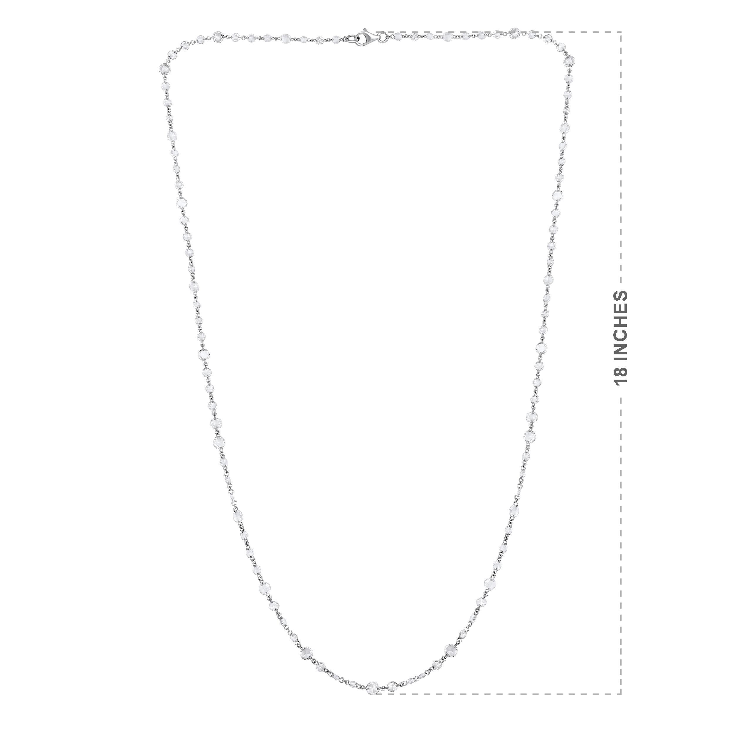 Zertifizierte 18K Gold 5ct natürlichen Diamanten E-VVS Rose-Cut Runde Tennis Kette Halskette im Zustand „Neu“ im Angebot in Los Angeles, CA