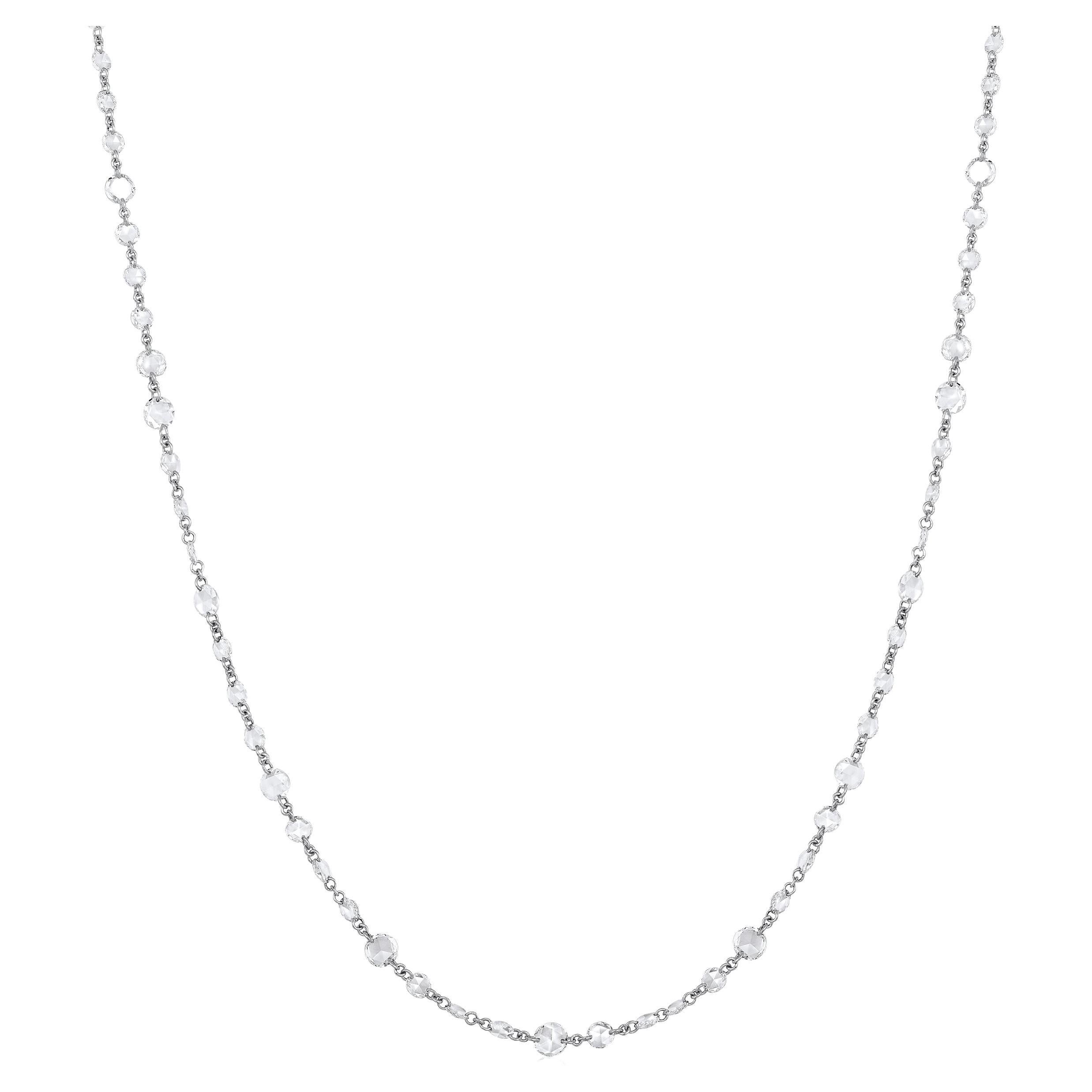 Zertifizierte 18K Gold 5ct natürlichen Diamanten E-VVS Rose-Cut Runde Tennis Kette Halskette im Angebot