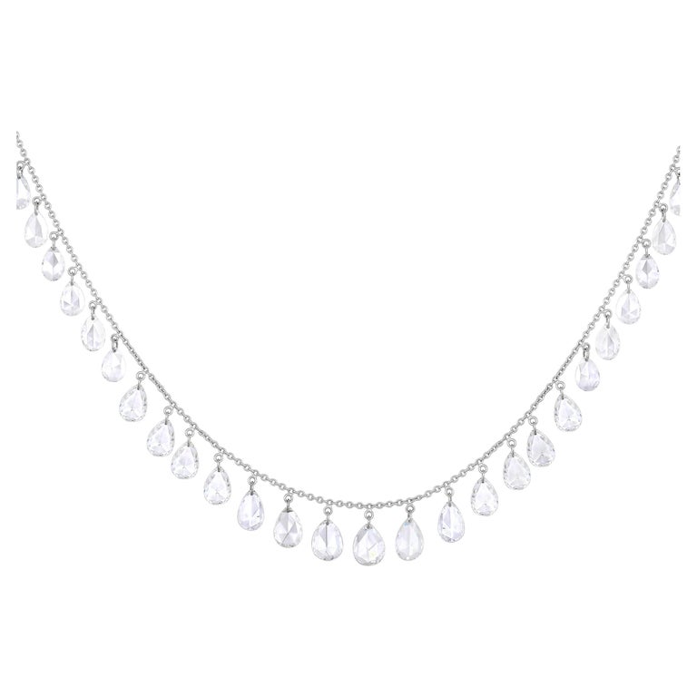 Certified 18K Gold 6ct Natural Diamond E-VVS Rose-Cut Pear Dangle