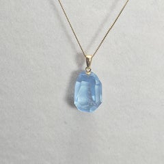 Certified 18k. Gold Plated Aquamarine Pendant Necklace