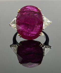 Certified 18K White Gold 12 Carat Ruby and Diamond Cocktail Ring