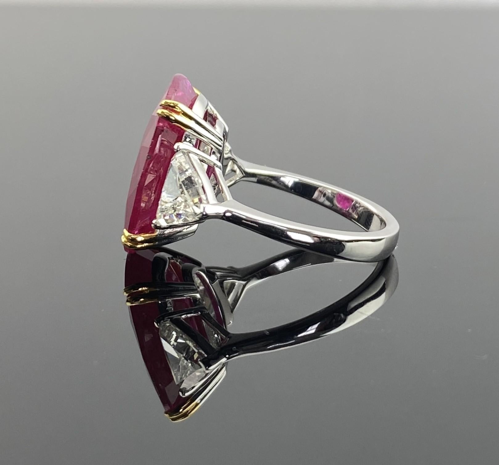 Women's Certified 18K White Gold 12 Carat Ruby and Diamond Cocktail Ring For Sale