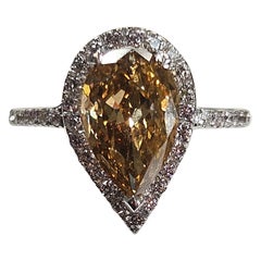 Certified 18k. White Gold 1.5ct. Natural Diamond Cocktail/Engagement Ring