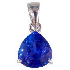 Certified 18K White Gold 4.85ct Pear Fiery Blue-Violet Tanzanite Fine Pendant