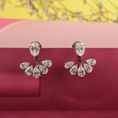 Certified 18K White Gold Mixed Cut 5.64Ct Diamond Jacket Stud Earrings