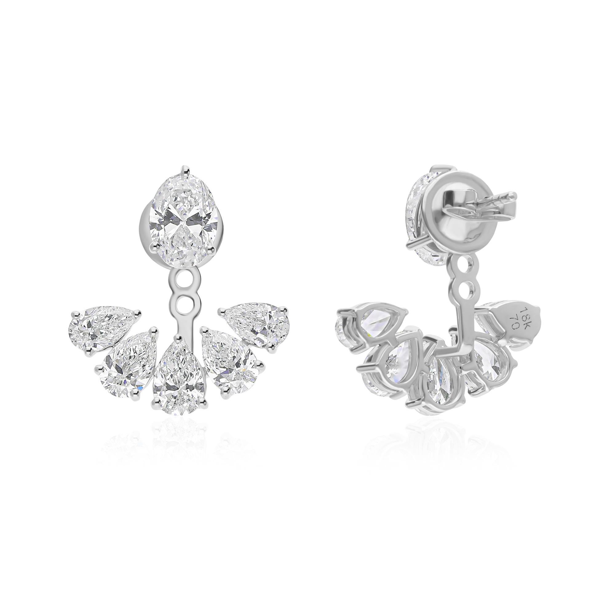 Moderne Boucles d'oreilles en or blanc 18K certifié taille mixte 5.64Ct Diamond Jacket en vente
