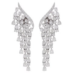 Orecchini Chandelier con diamanti naturali a taglio misto in oro bianco 18 carati certificato