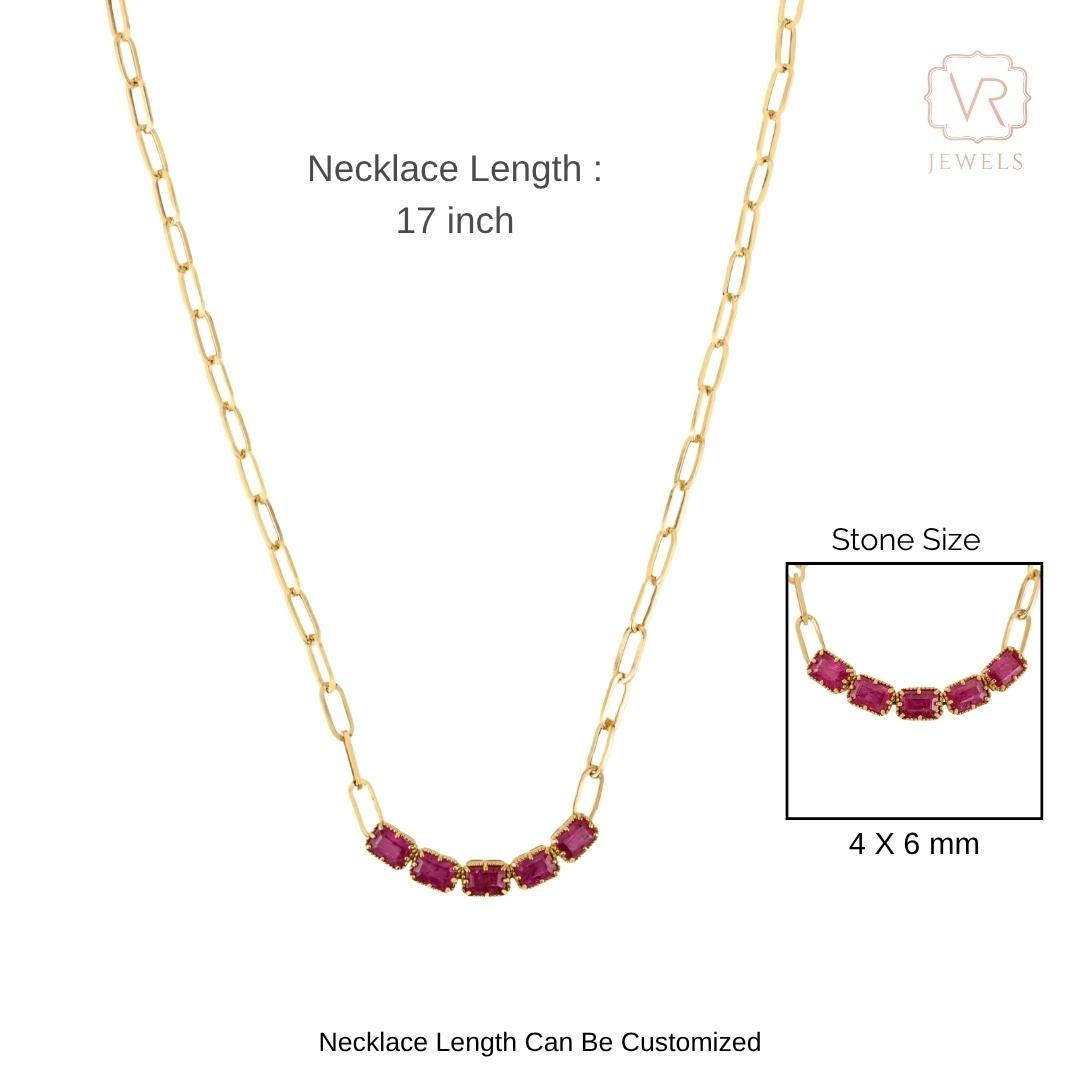 Collier en or jaune 18K certifié avec une chaîne en forme de trombone et un rubis naturel de 1,34 ct. en vente 9