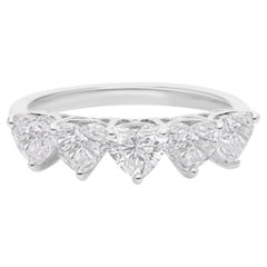 Certified 1.91 Carat Heart Cut SI/H Diamond Half Band Ring 14k White Gold