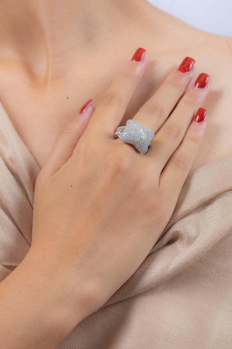 For Sale:  Certified 1.91 CTW Fine Diamond Cocktail Ring in 18k Solid White Gold 14