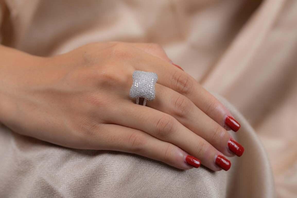 For Sale:  Certified 1.91 CTW Fine Diamond Cocktail Ring in 18k Solid White Gold 2