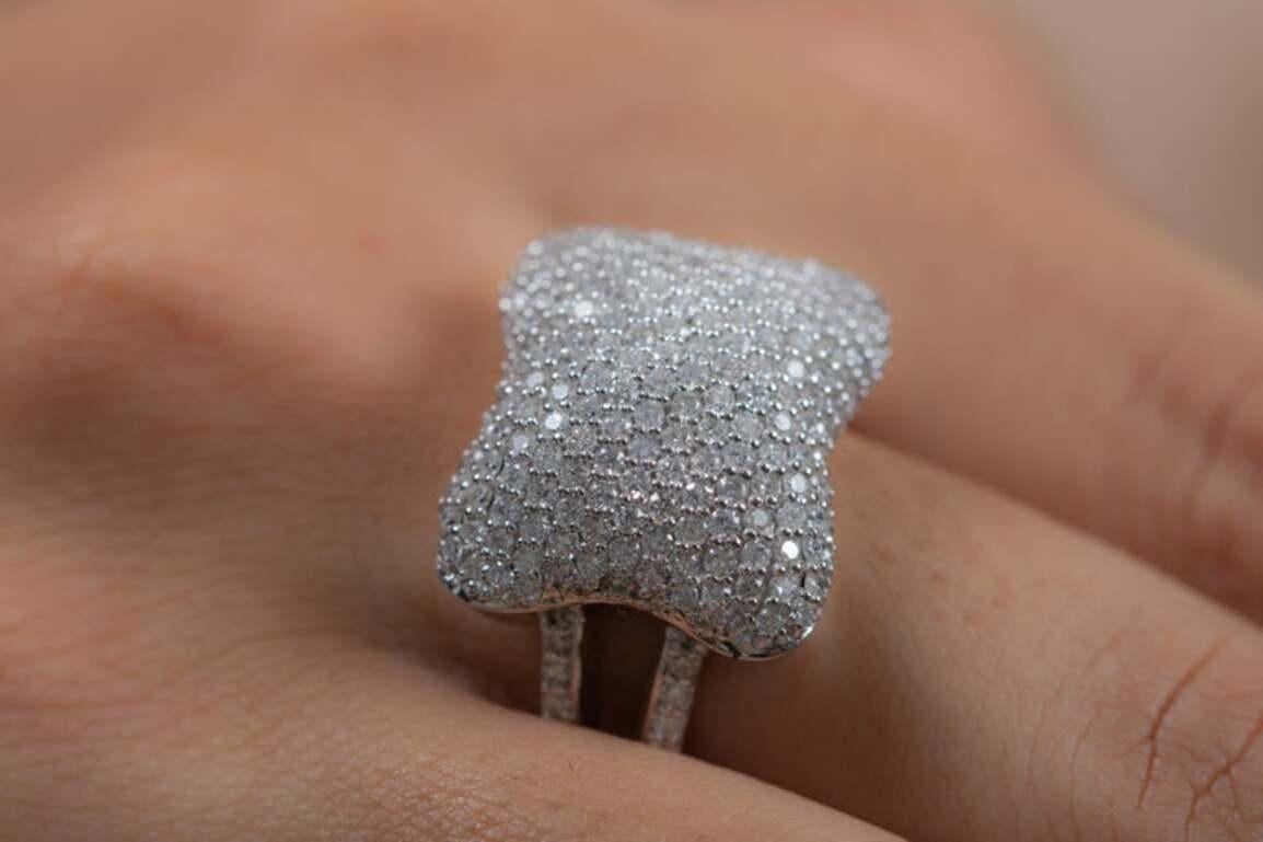 For Sale:  Certified 1.91 CTW Fine Diamond Cocktail Ring in 18k Solid White Gold 3
