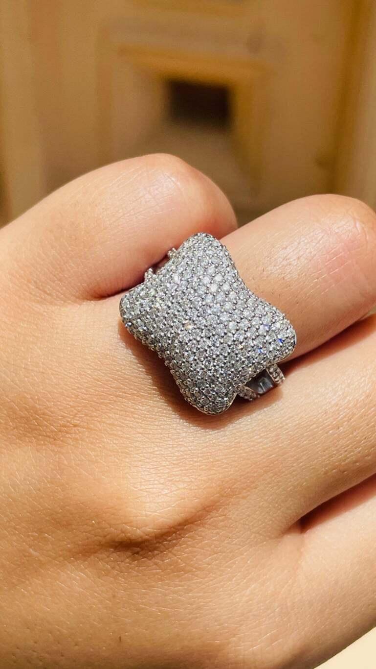 For Sale:  Certified 1.91 CTW Fine Diamond Cocktail Ring in 18k Solid White Gold 5
