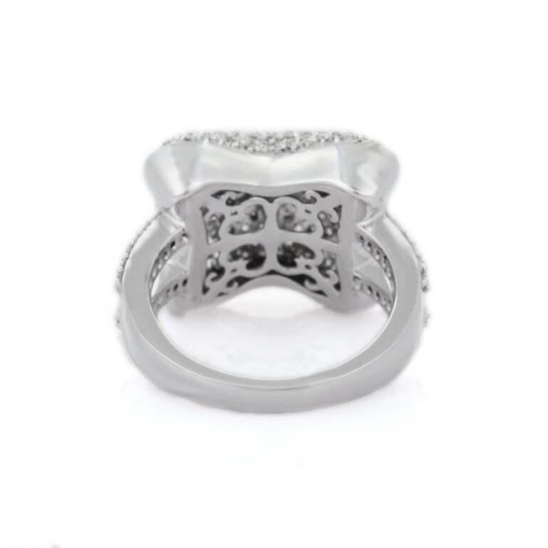 For Sale:  Certified 1.91 CTW Fine Diamond Cocktail Ring in 18k Solid White Gold 7