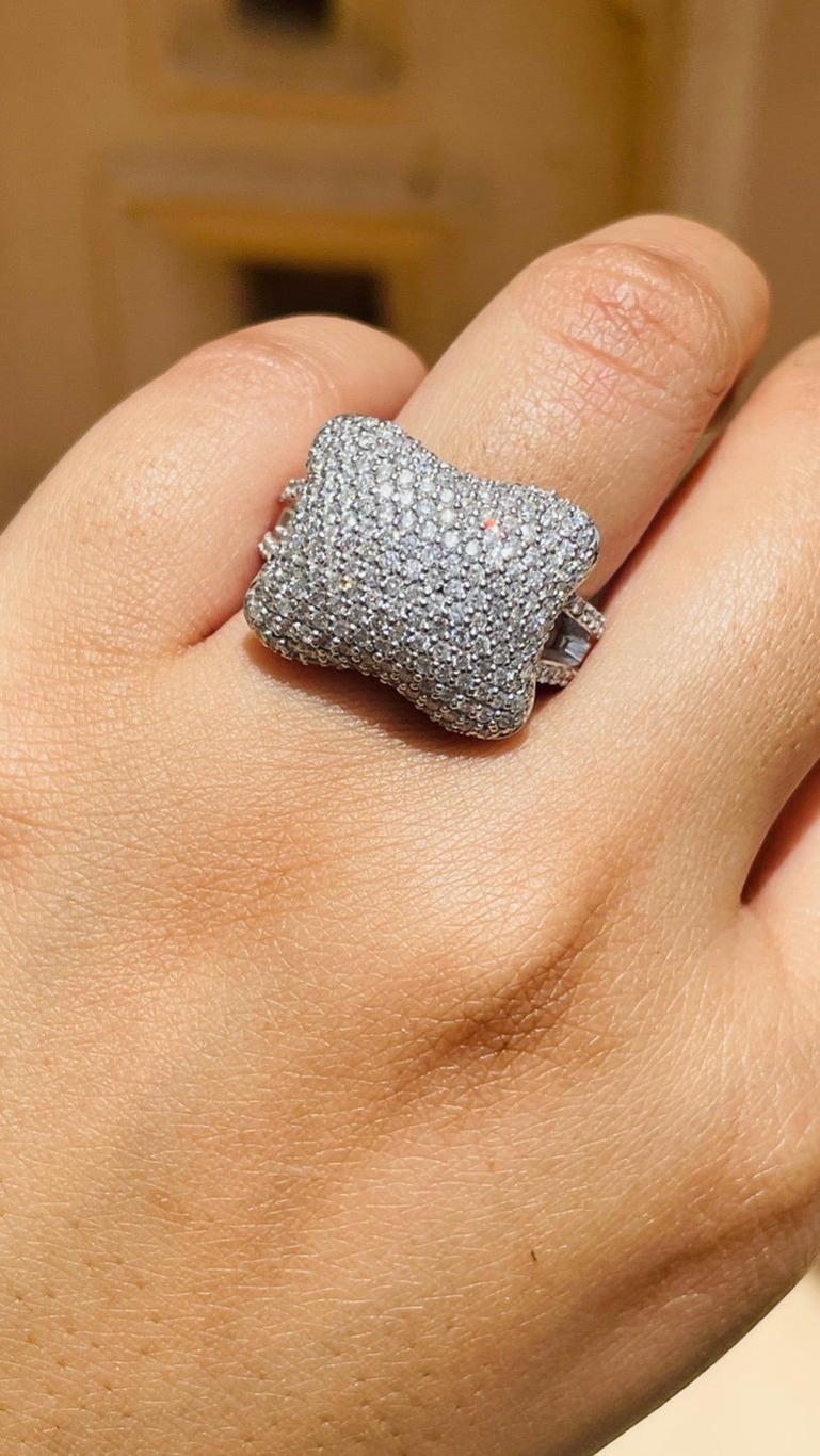 For Sale:  Certified 1.91 CTW Fine Diamond Cocktail Ring in 18k Solid White Gold 8