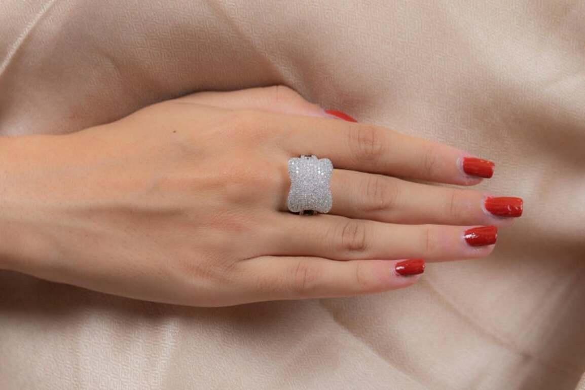 For Sale:  Certified 1.91 CTW Fine Diamond Cocktail Ring in 18k Solid White Gold 9