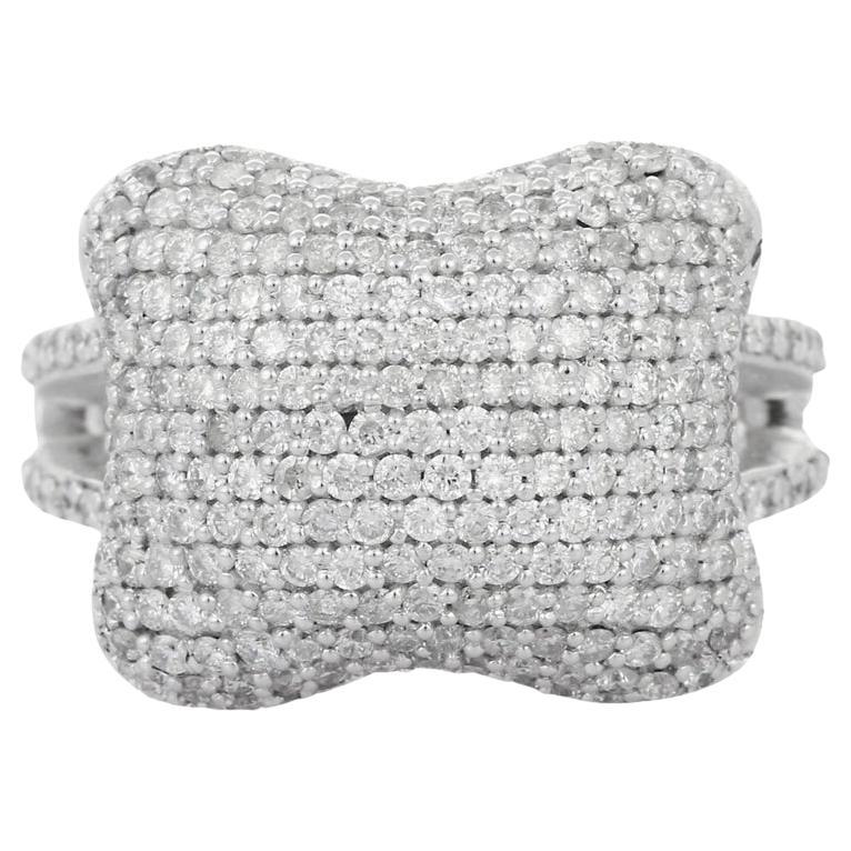 For Sale:  Certified 1.91 CTW Fine Diamond Cocktail Ring in 18k Solid White Gold