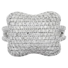 Zertifizierter 1,91 CTW feiner Diamant-Cocktailring aus massivem 18k Weißgold