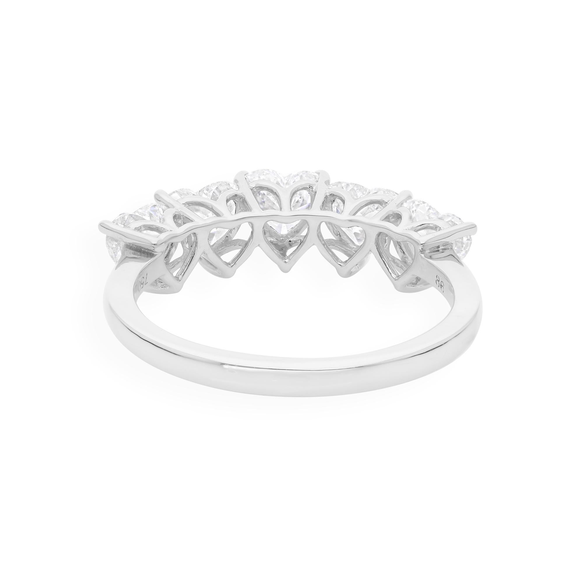 For Sale:  Certified 1.91cts Heart Cut SI/H Diamond Half Band Ring 14k Solid White Gold 7