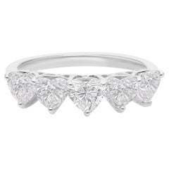 Anillo de media banda de diamantes SI/H talla corazón certificado de 1,91cts Oro blanco macizo de 18k