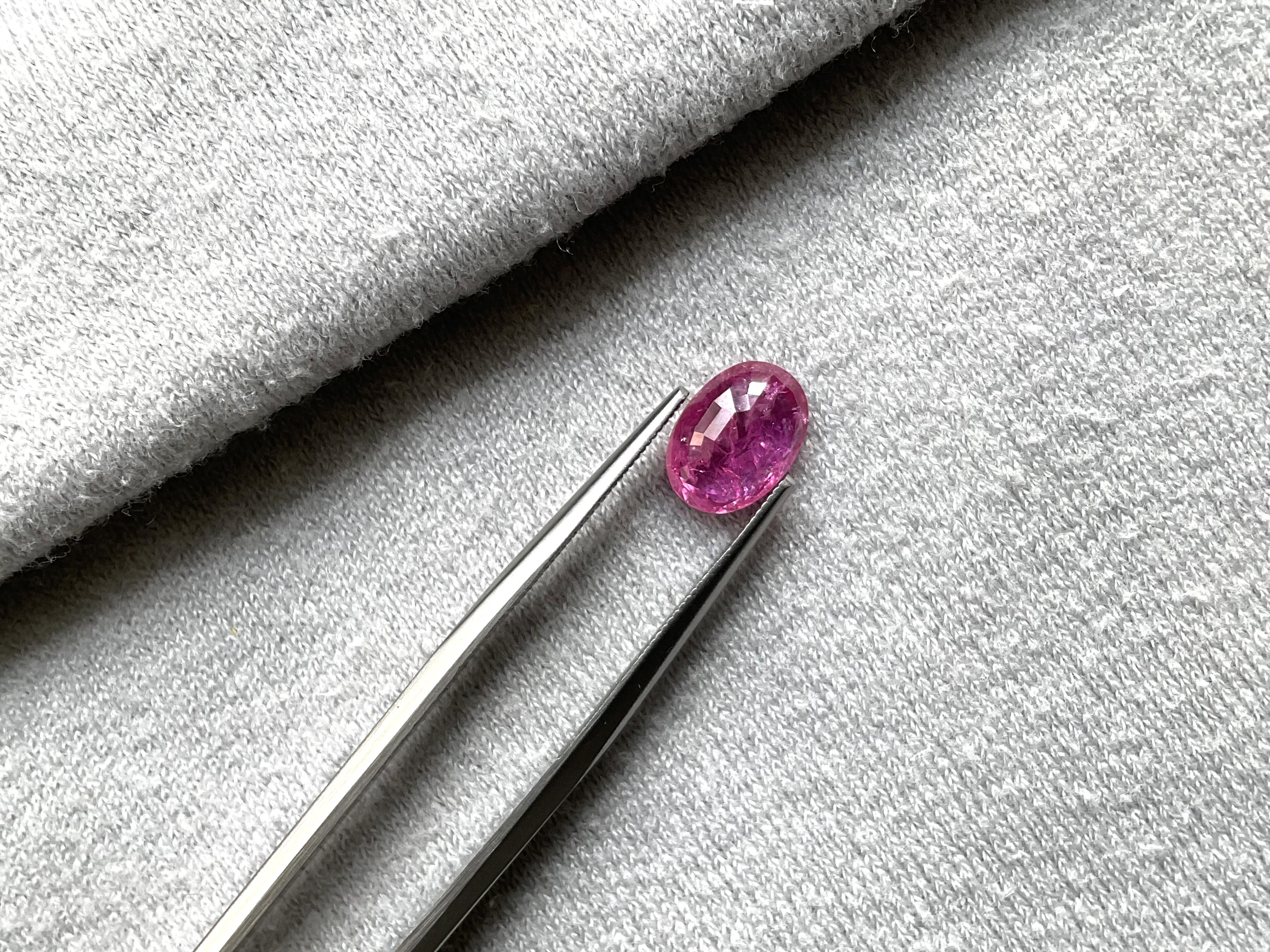 Oval Cut Certified 1.93 Carats Mozambique Ruby Oval Faceted Cutstone No Heat Natural Gem