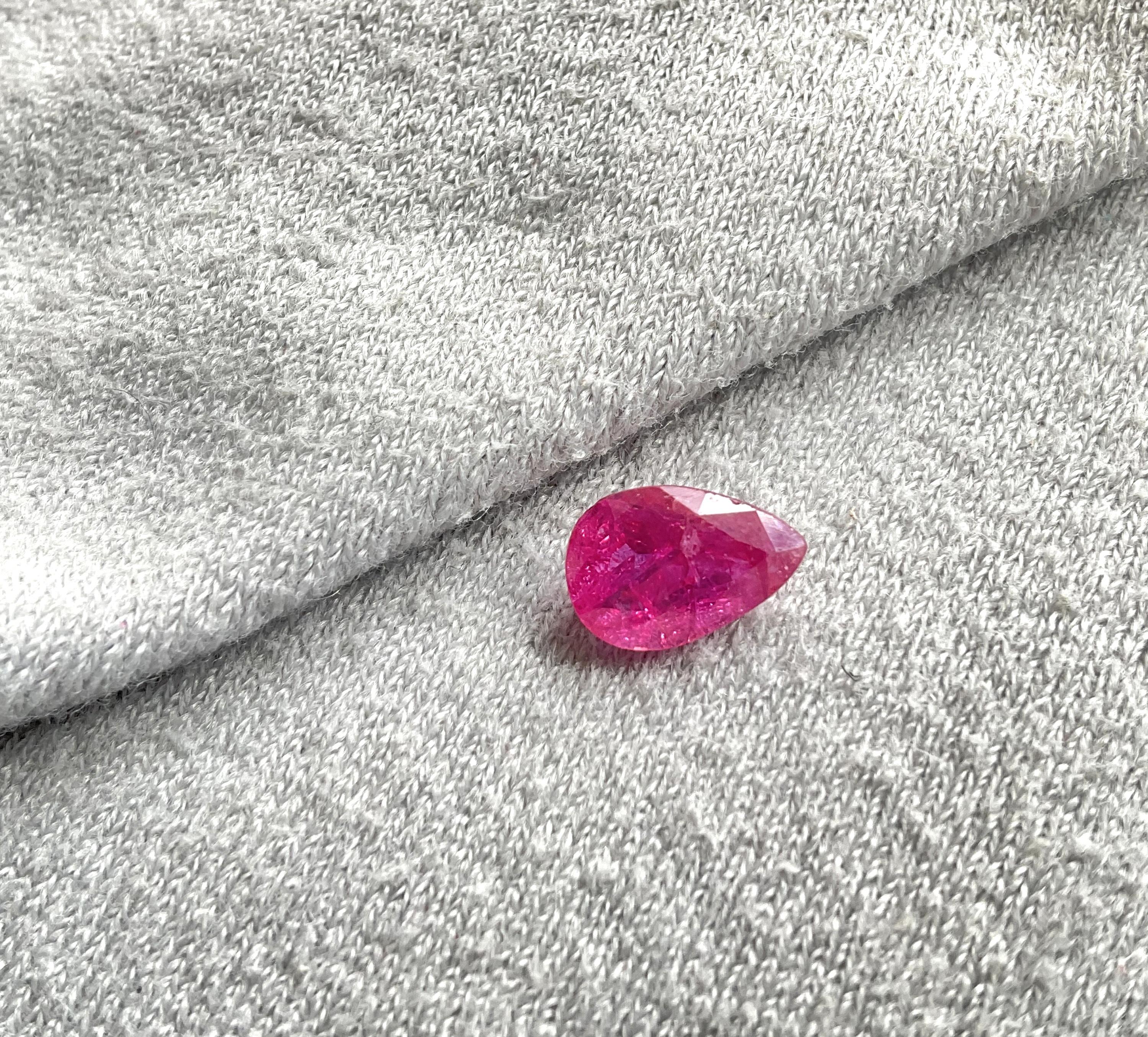 Pear Cut Certified 1.94 Carats Mozambique Ruby Pear Faceted Cutstone No Heat Natural Gem For Sale