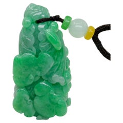 Halskette mit zertifiziertem 196,5 Karat natürlichem Apfelgrünem Jadeit Jade Blumenanhänger