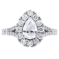 Certified 1.97 Carat Halo Pear Cut Diamond Ring