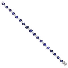 Bracelet de tennis en or blanc 18k certifié 19.80 CTW Blue Sapphire Diamond