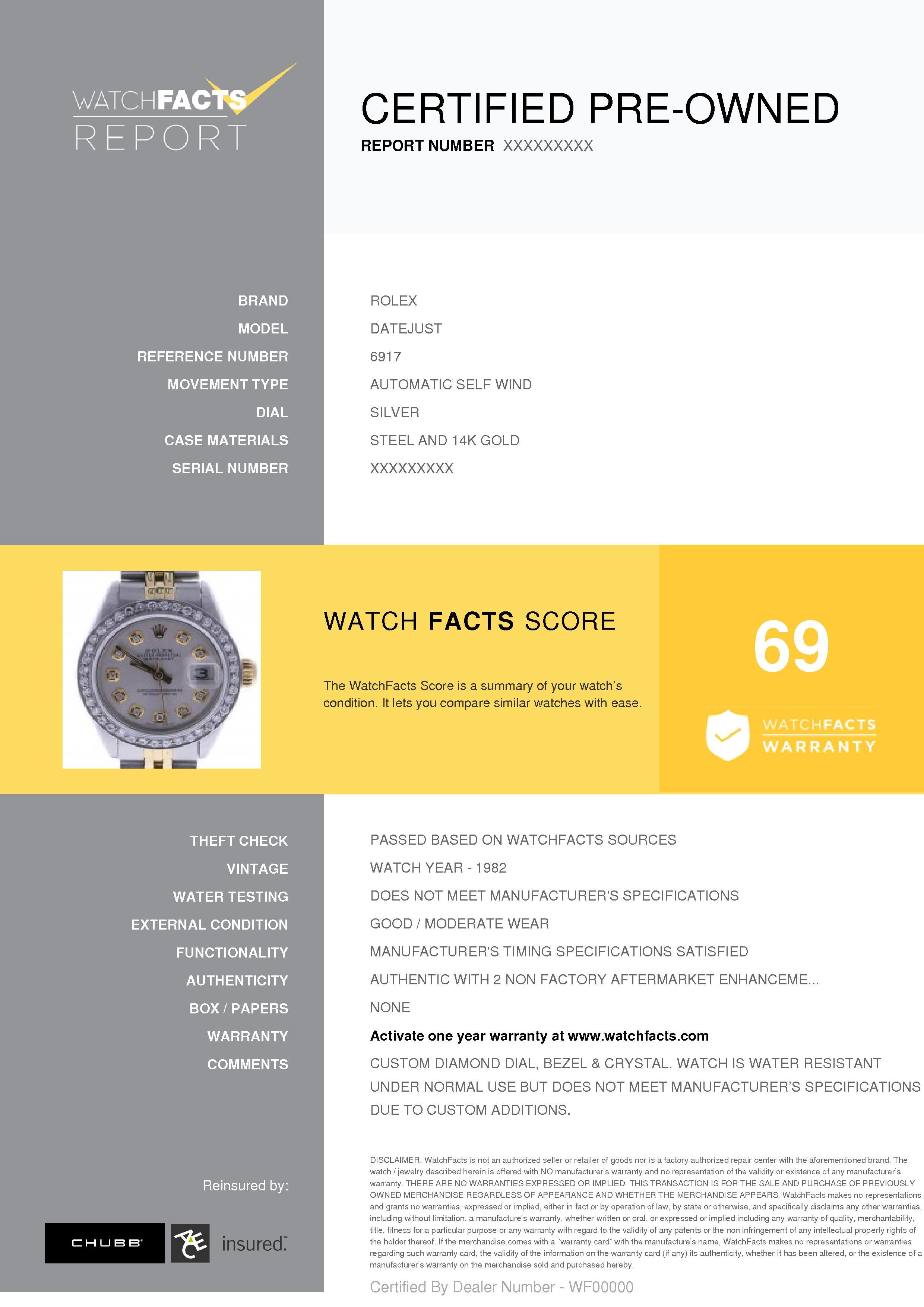 Contemporary Certified 1982 Rolex Datejust 6917 Silver Dial