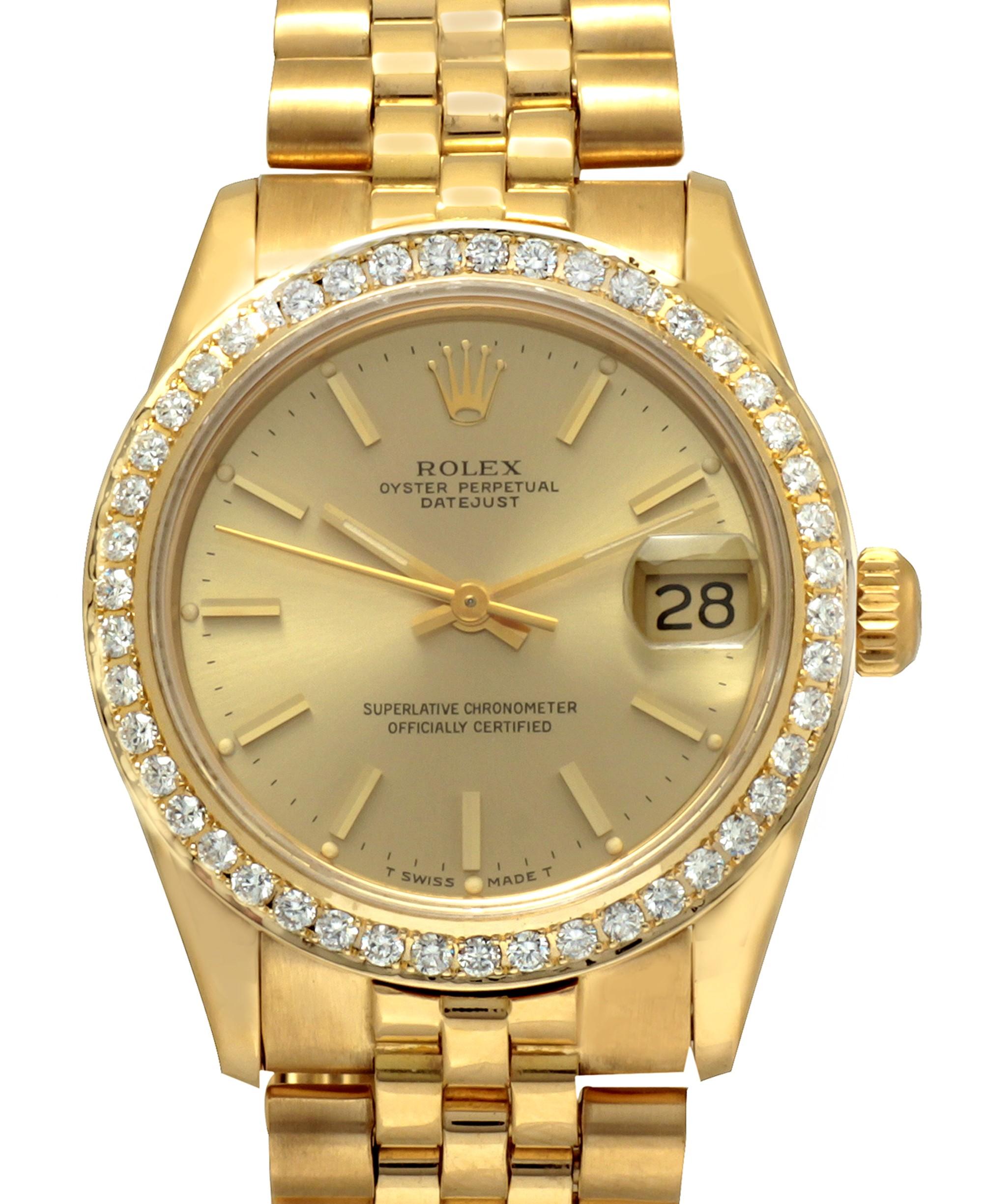Contemporary Certified 1986 Rolex Datejust 68278 Yellow Dial For Sale