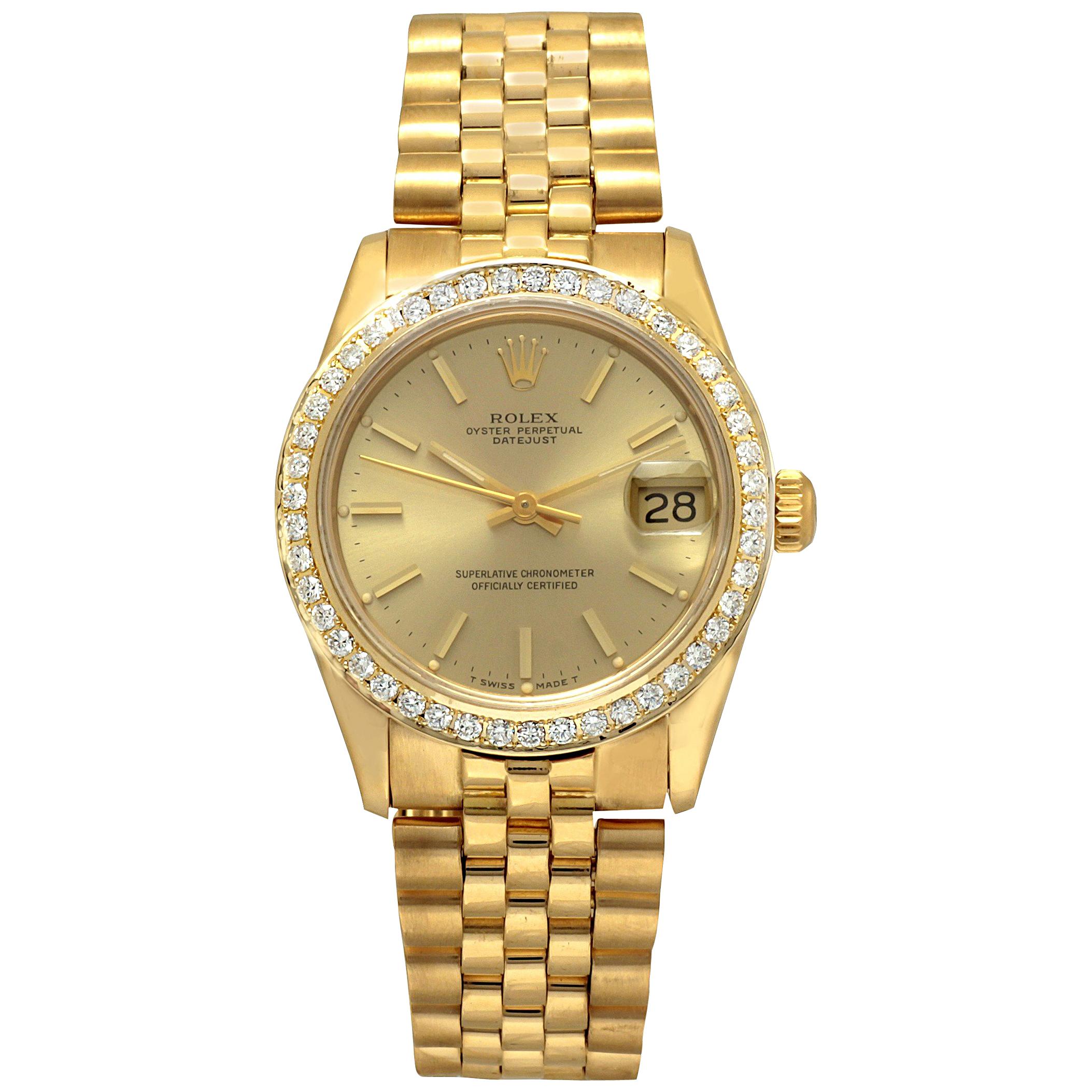 Certified 1986 Rolex Datejust 68278 Yellow Dial For Sale