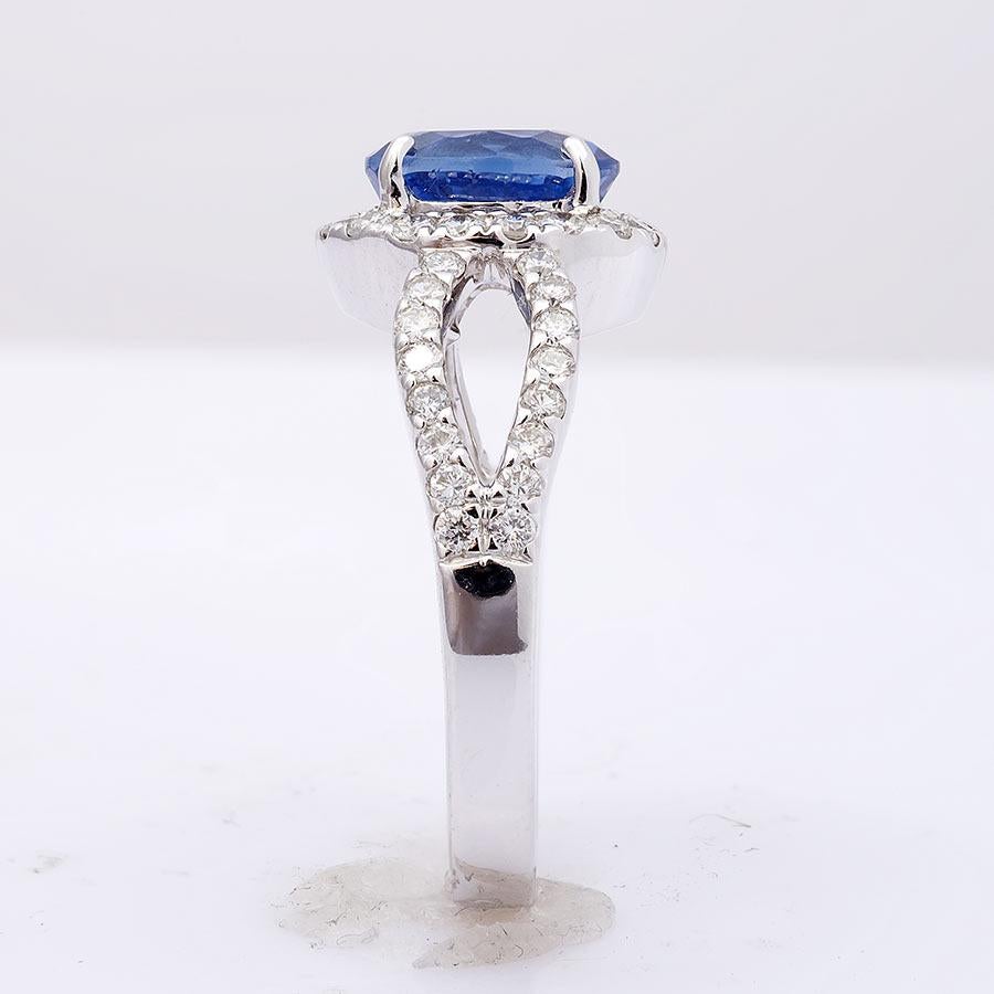 Mixed Cut Certified 1.99 Carat Blue Sapphire Diamond set in 14K White Gold Ring  For Sale