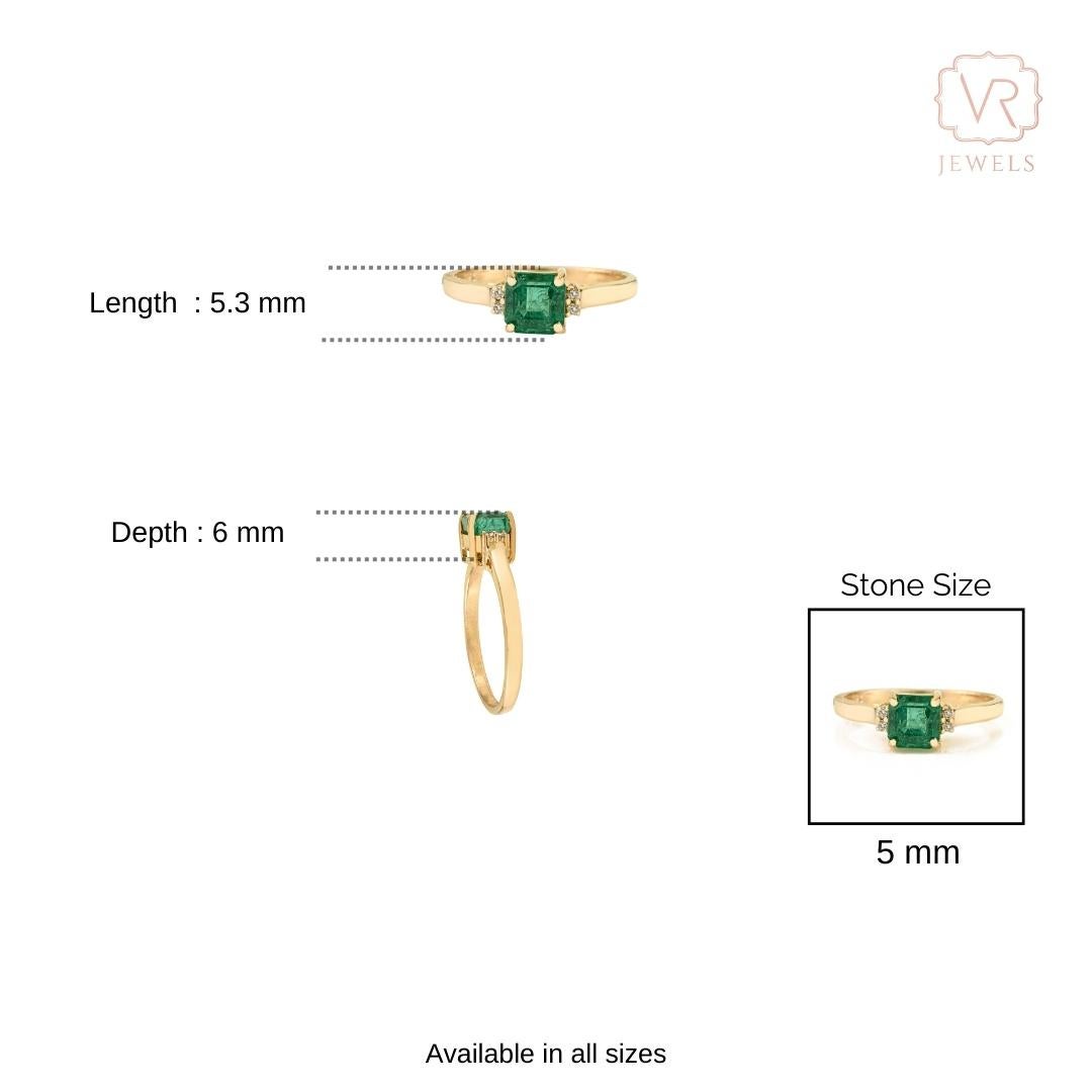 En venta: Anillo solitario de esmeralda natural y diamante de corte cuadrado certificado de 1 quilate en oro de 14 quilates  9