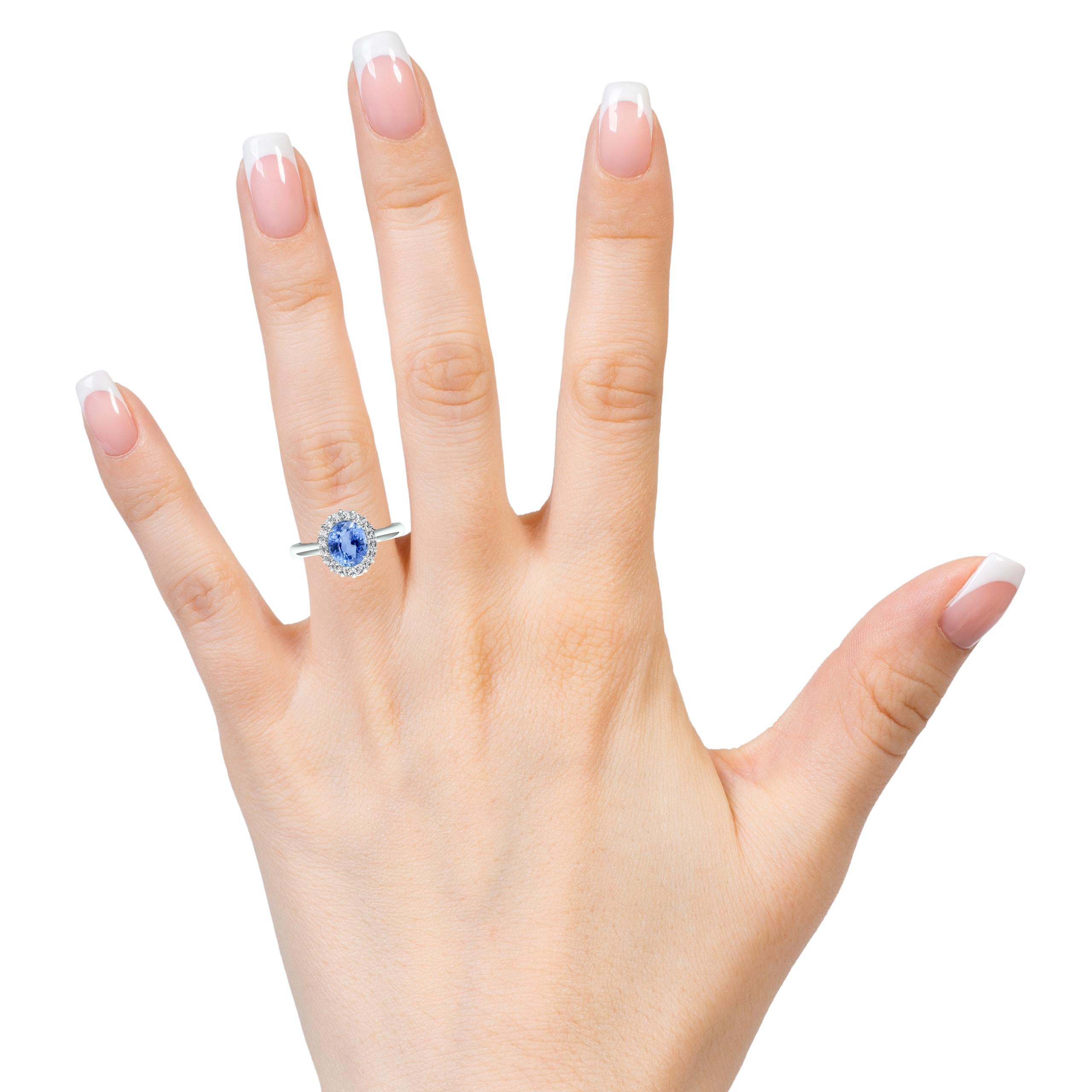 Bague Halo certifiée en saphir de Ceylan de 2 carats et diamants, naturelle et non traitée Neuf - En vente à London, GB