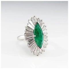 Certified 2 Carat Marquise Cut Emerald Diamond Engagement Rings Statement Rings