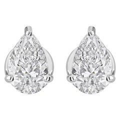 Zertifizierte 2 Karat SI/HI Diamant Solitär Minimal Ohrstecker 14k Weißgold