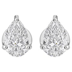 Orecchini a perno minimalisti con diamante solitario certificato da 2 carati SI/HI, oro bianco 14k