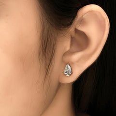 Certified 2 Carat SI/HI Diamond Solitaire Minimal Stud Earrings 18k White Gold