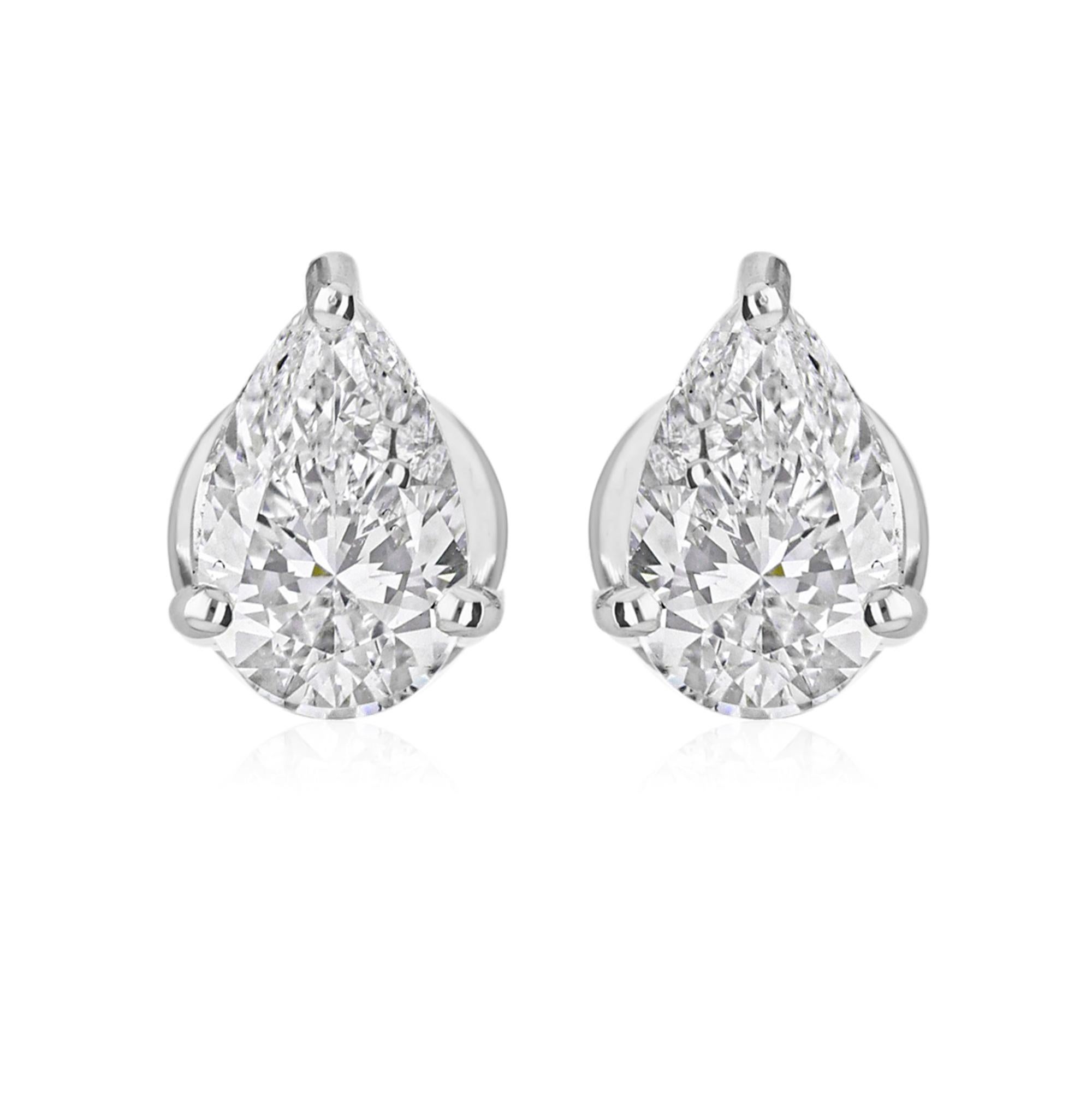 Certified 2 Carat SI/HI Diamond Solitaire Minimal Stud Ears Gold 18k White Gold